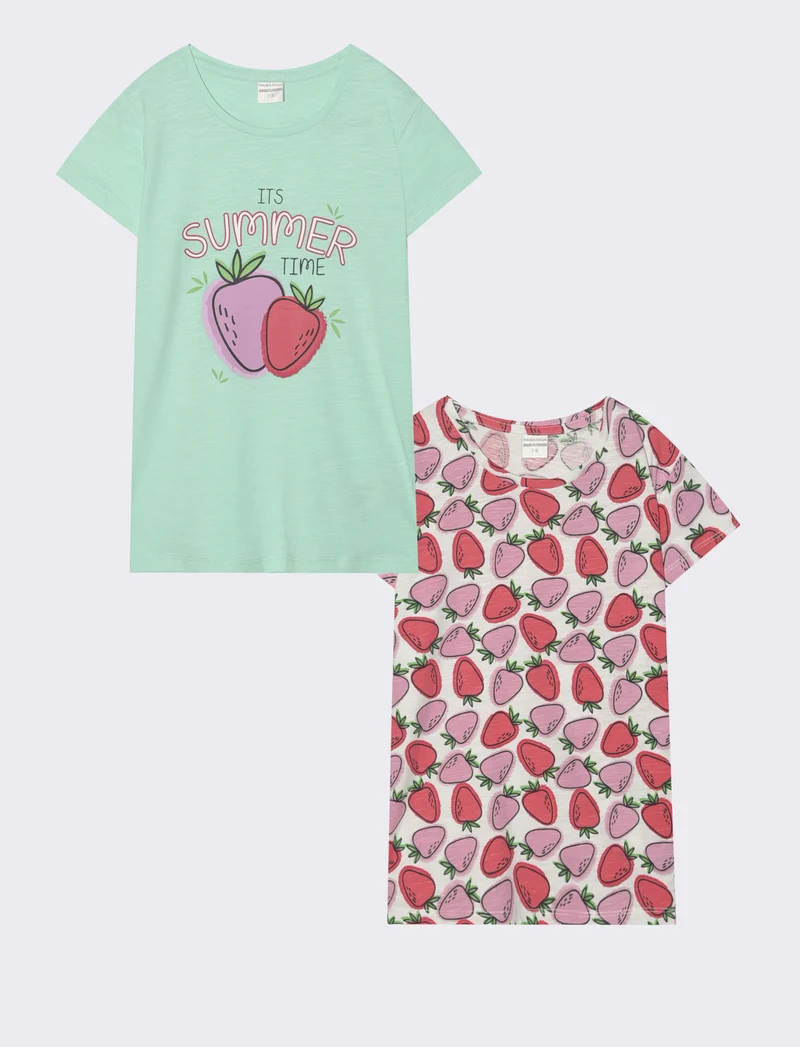2 pack T-shirt mezza manica comode - Verde acqua