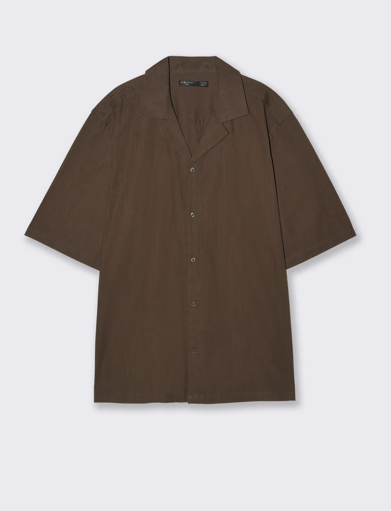 Camicia boxy fit in cotone slub - Moro