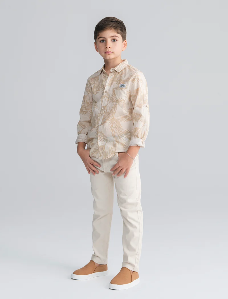 Pantaloni Cinque Tasche in Cotone Elastico - Beige