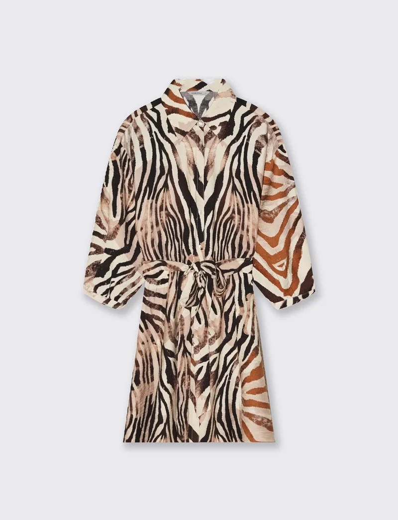 Vestito corto a fantasia con cintura vita - var 2