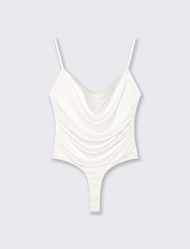 Body con spalline e scollo morbido - Avorio