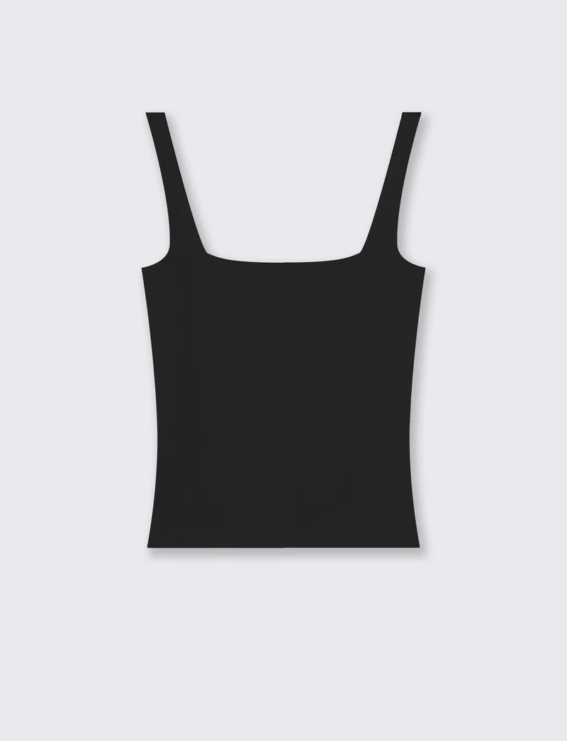 Top con spallina larga e scollo V cut-out - Nero
