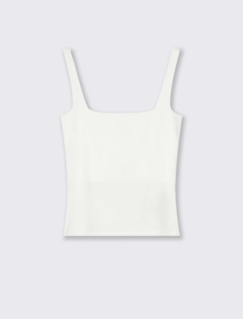 Top con spallina larga e scollo V cut-out - Bianco latte