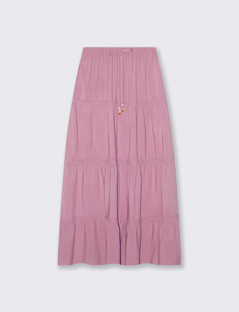 Gonna lunga con coulisse in vita - Rosa polvere