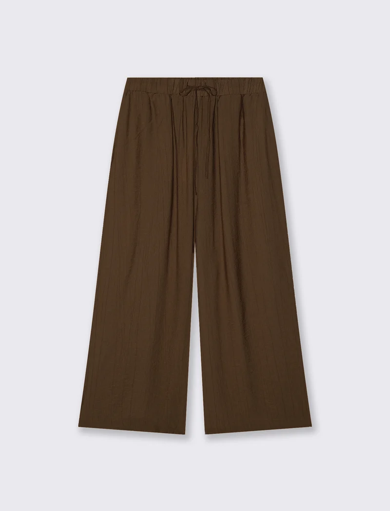 Pantalone Culotte con Elastico in Vita - Marrone cioccolato