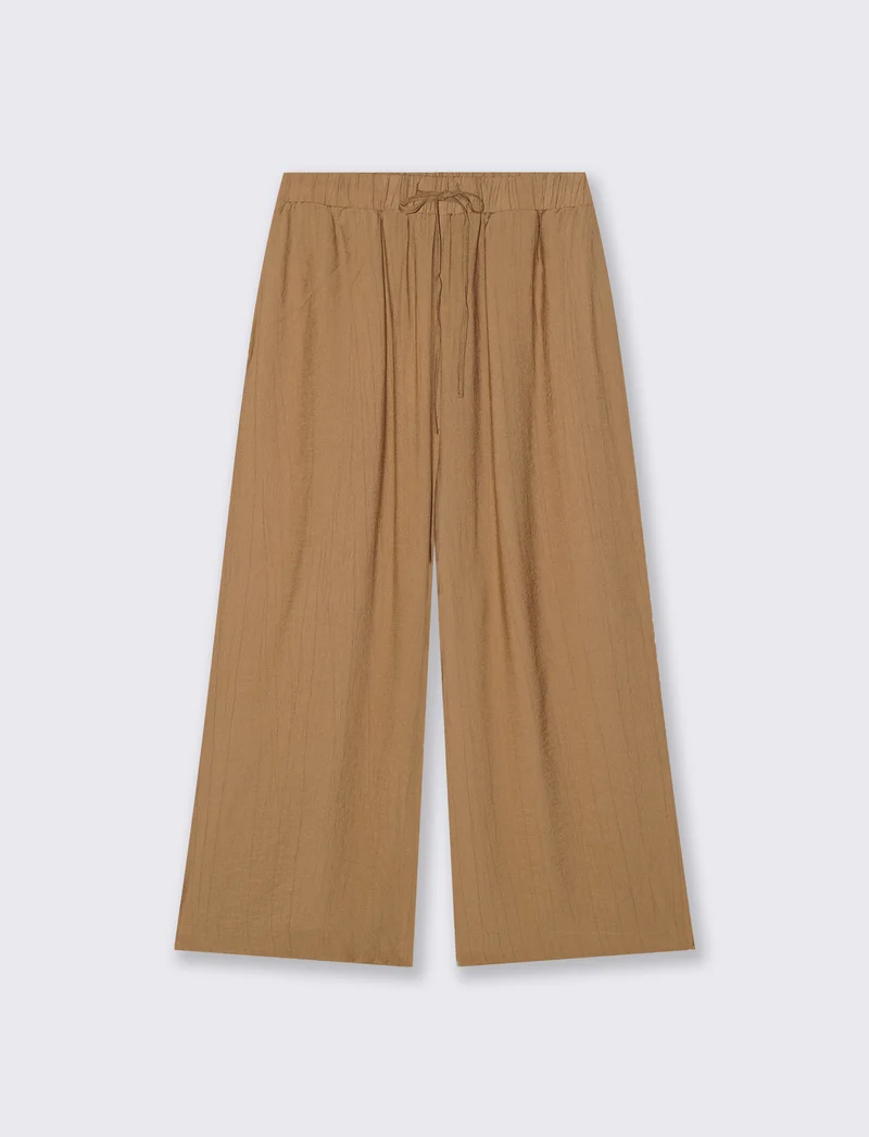 Pantalone Culotte con Elastico in Vita - Cammello