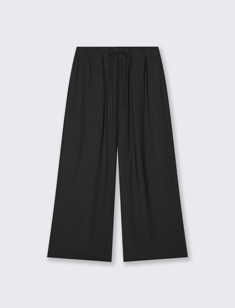 Pantalone Culotte con Elastico in Vita - Nero