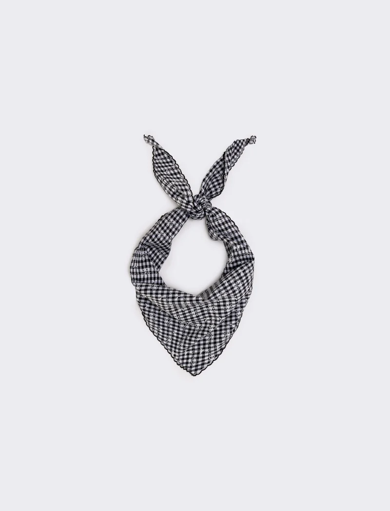 Foulard triangolino vichy elegante e chic - Nero