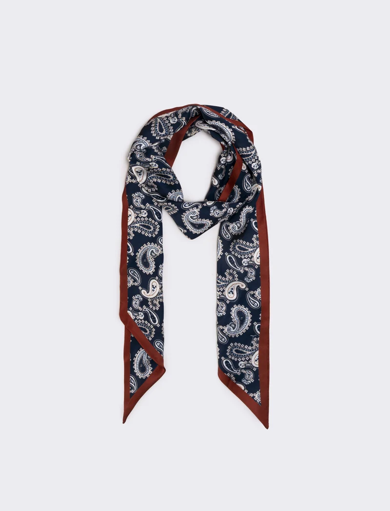 Foulard cravatta in satin per donne - Blu