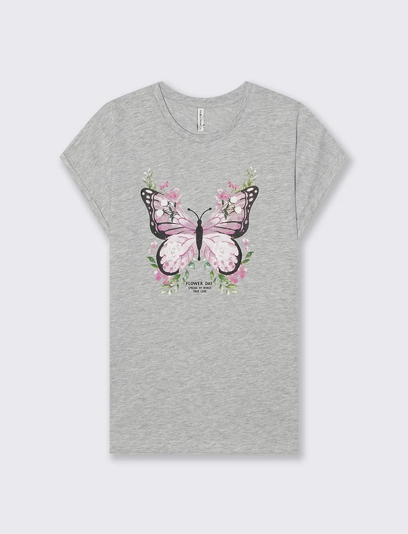 T-Shirt Manica Corta con Stampa e Spalle Scesa - Var 4