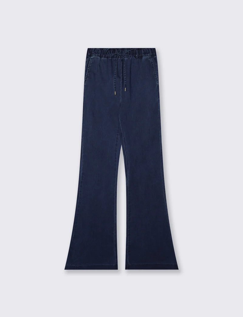 Pantalone Flare con Elastico in Vita - DENIM SCURO