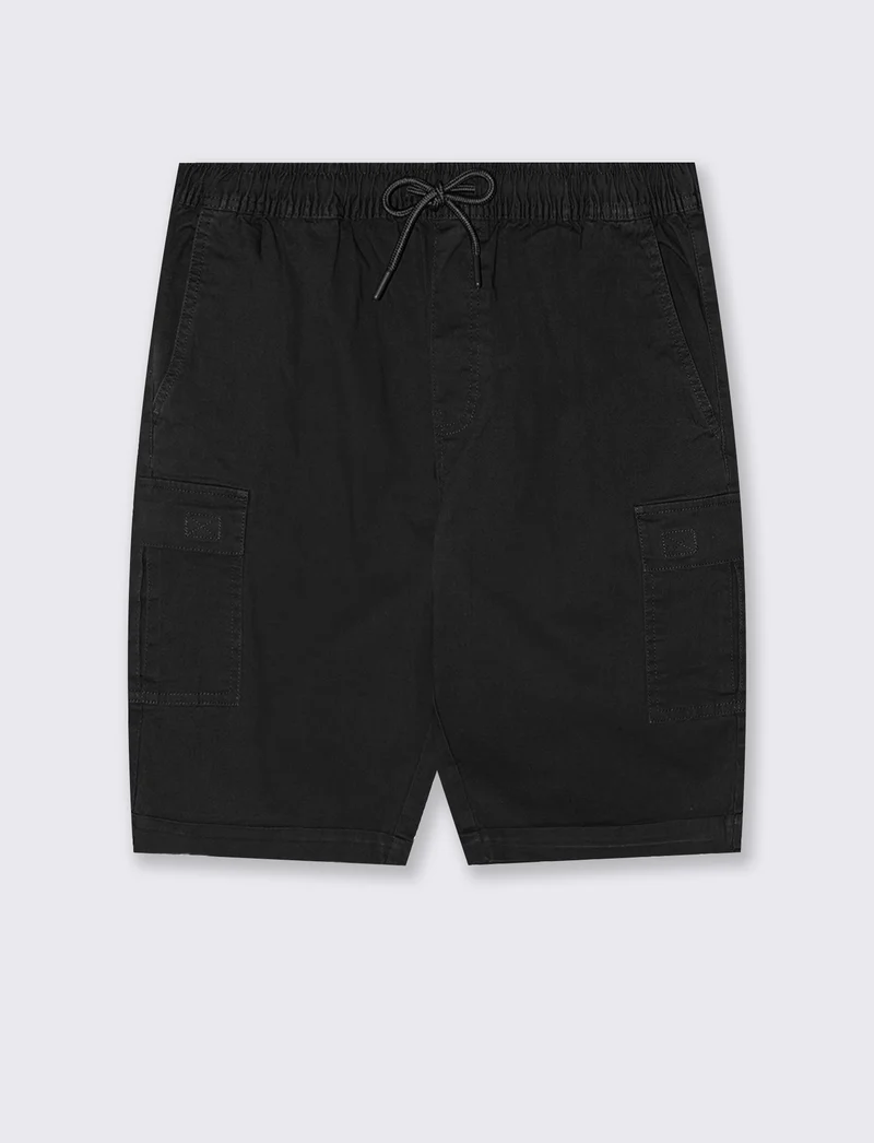 Bermuda Jogger Cargo Fit in Cotone Stretch - Nero