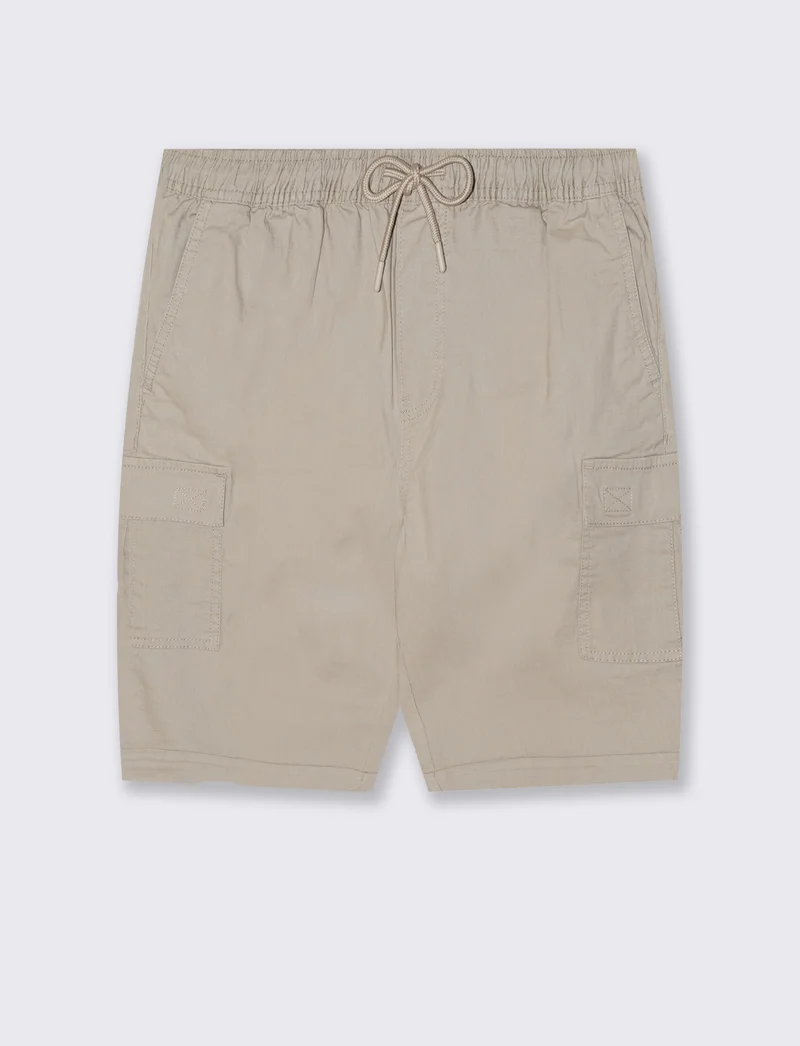 Bermuda Jogger Cargo Fit in Cotone Stretch - Beige