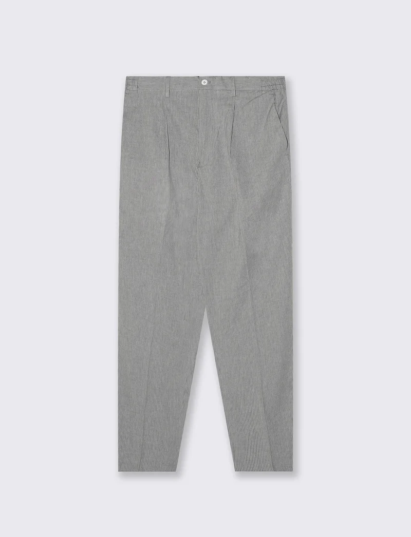 Pantaloni mix lino effetto riga formali - Grigio