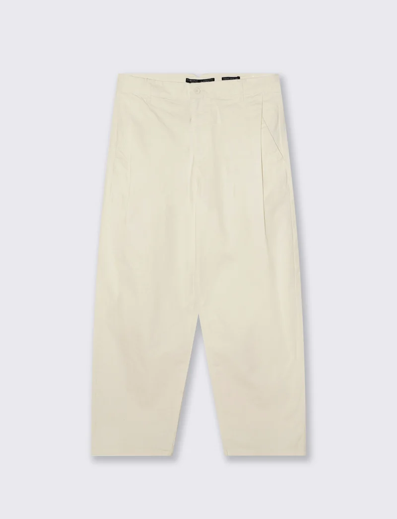 Pantaloni Chino Wide Leg in Popelin - Beige ecru