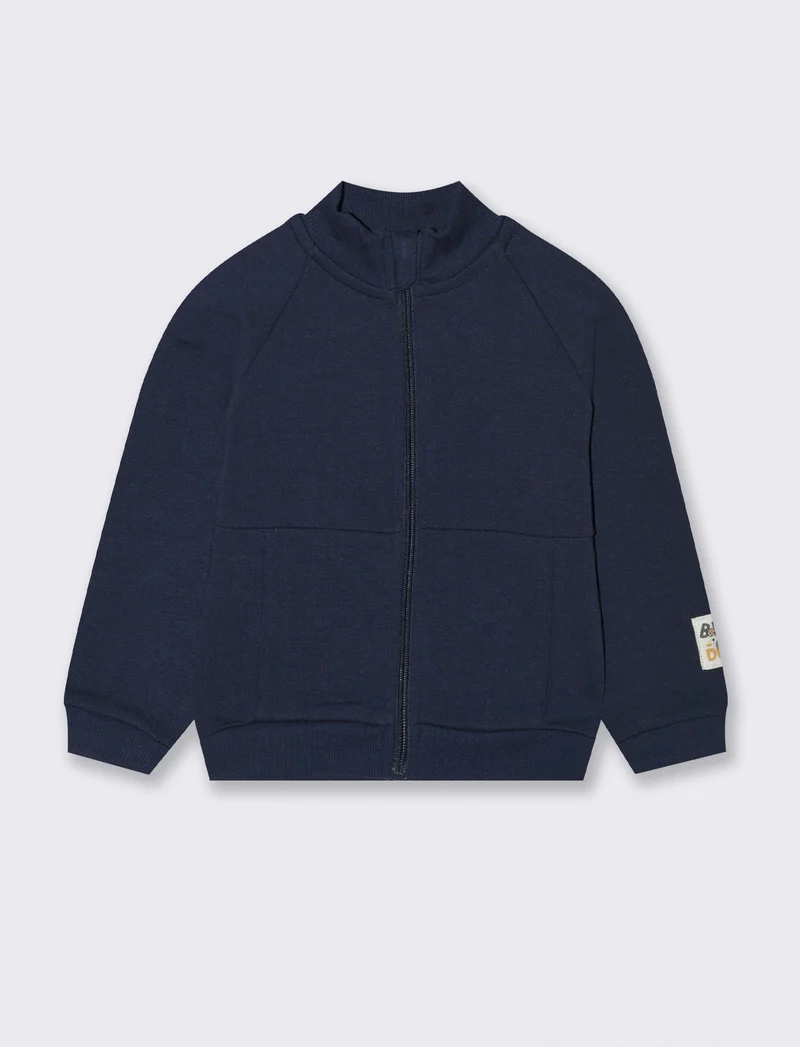 Felpa basica con zip - Blu
