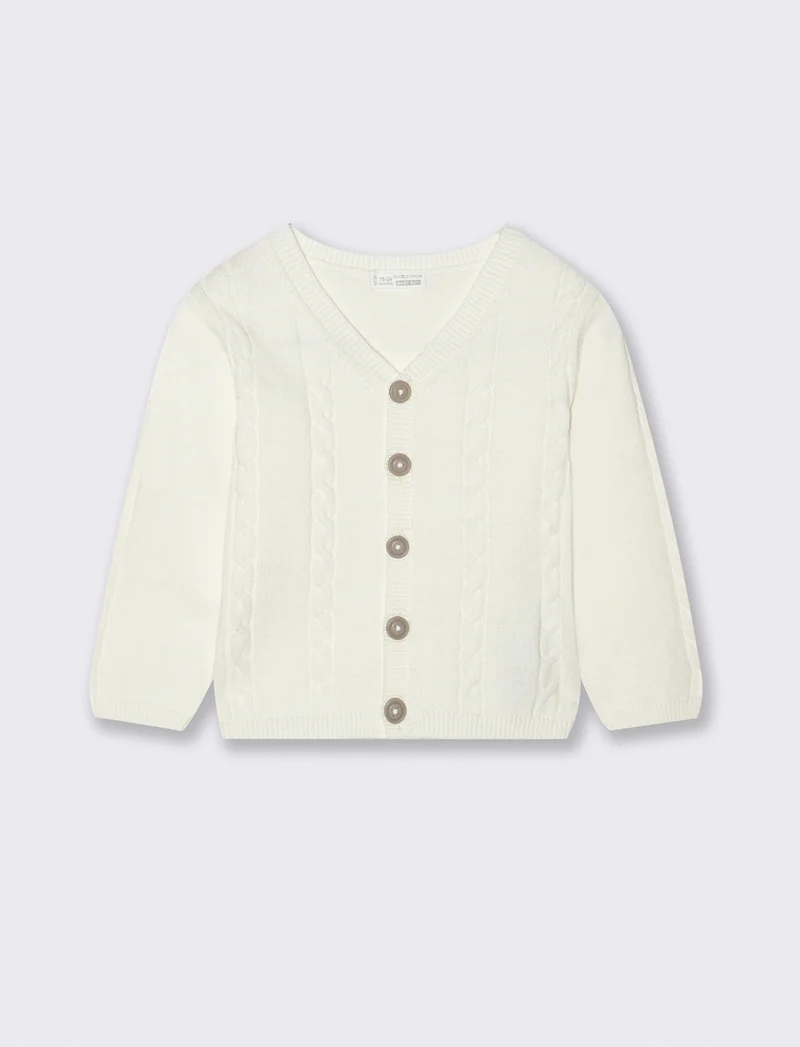 Cardigan con trecce - Bianco latte