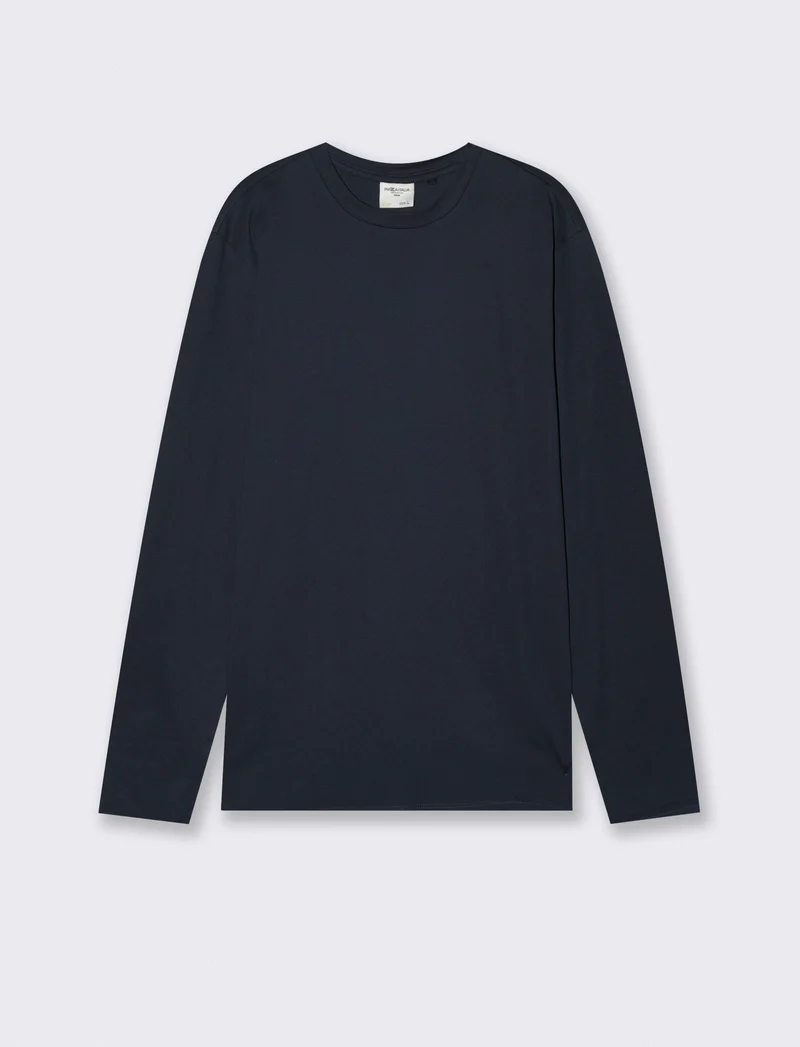 T-shirt manica lunga in cotone regular fit - Blu