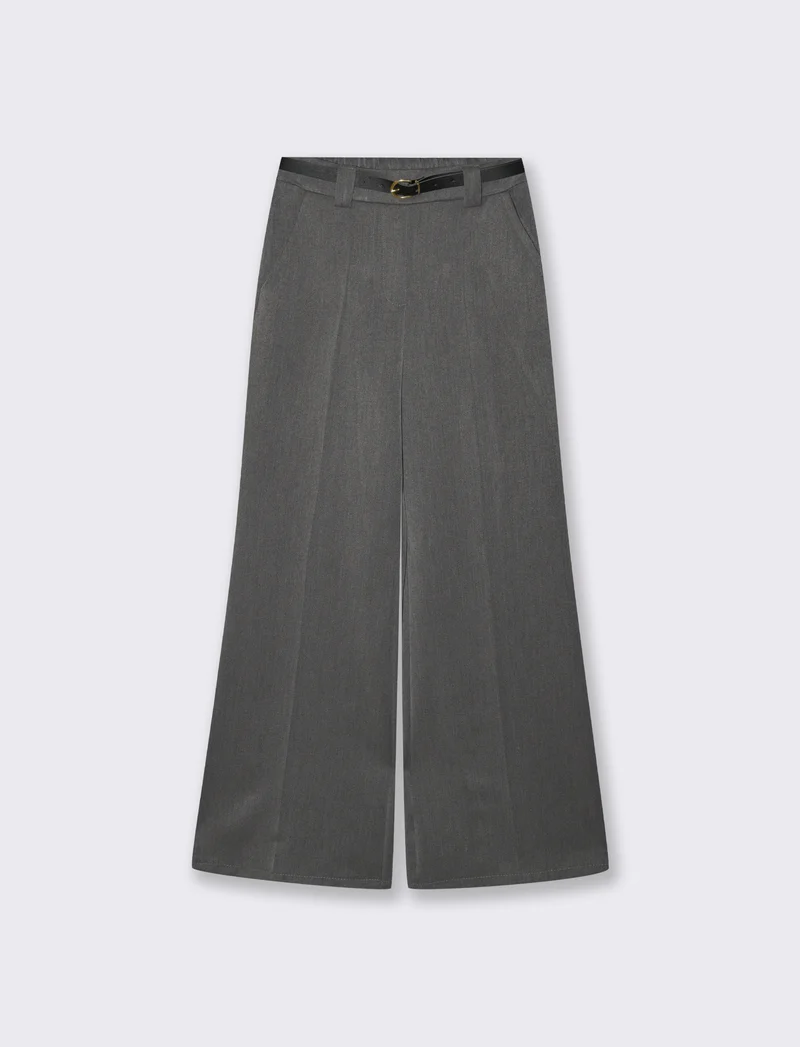Pantalone a zampa con cintura - Grigio scuro