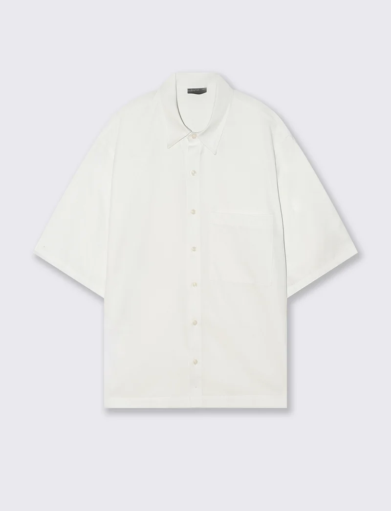 Camicia Boxy Fit in Cotone Slub - Bianco