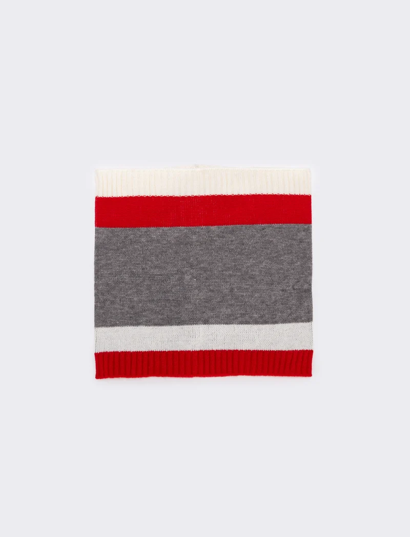 Collo a righe in maglia bambino - Bianco