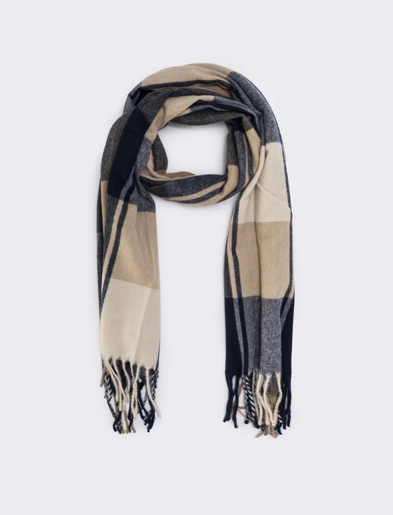 Sciarpa uomo quadri 180x70 - Blu