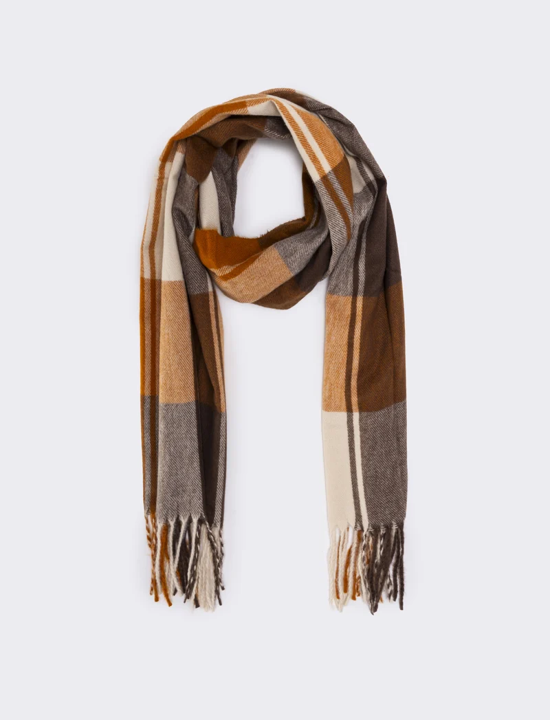 Sciarpa uomo quadri 180x70 - Arancio