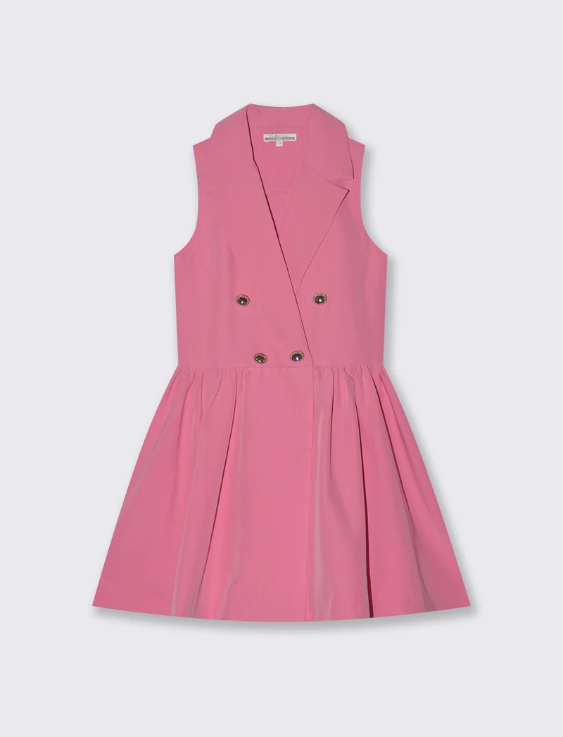 Abito gilet elegante con bottoni gioiello - Rosa