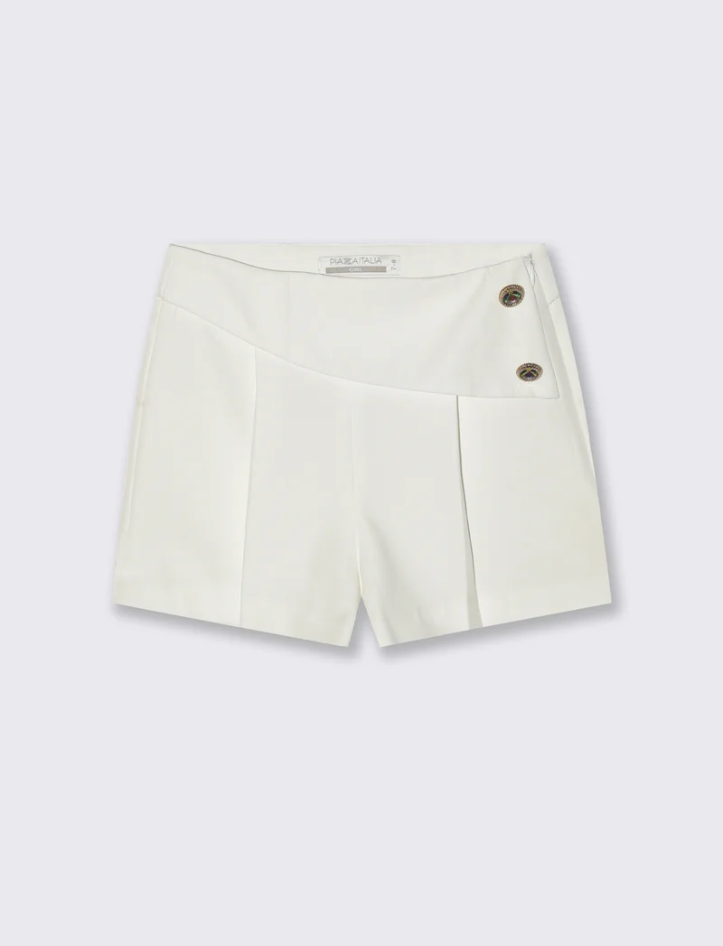 Short elegante con bottoni gioiello - Bianco latte