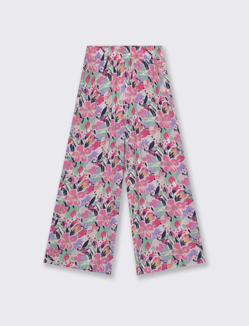 Pantaloni wide leg in viscosa brillante - Fantasia
