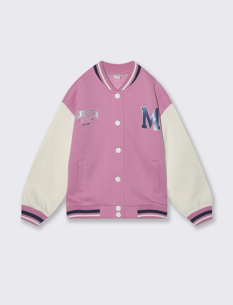 Felpa college per bambina alla moda - Rosa candy
