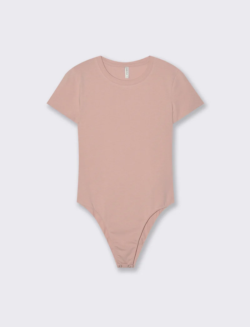 Body Manica Corta Girocollo Basico - Rosa antico