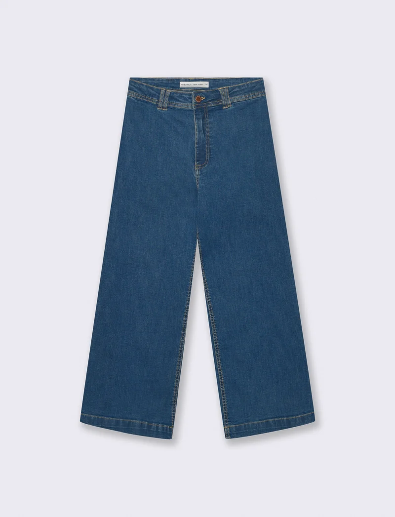 Jeans Gamba Larga Crop - Denim