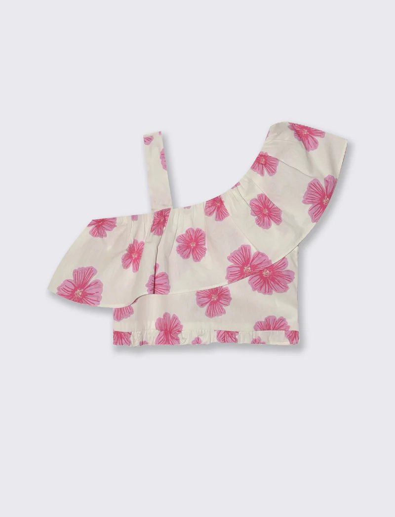 Top Monospalla Floreale con Rouches - Fantasia