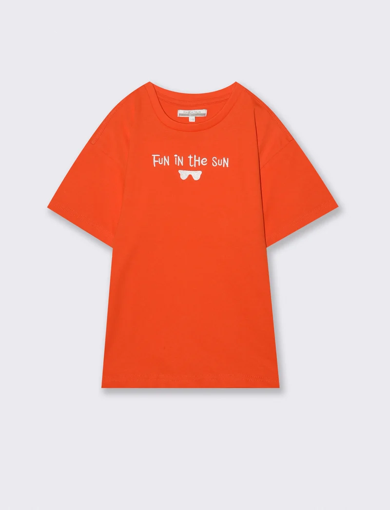 T-shirt mezza manica con ricamo casual - Aragosta