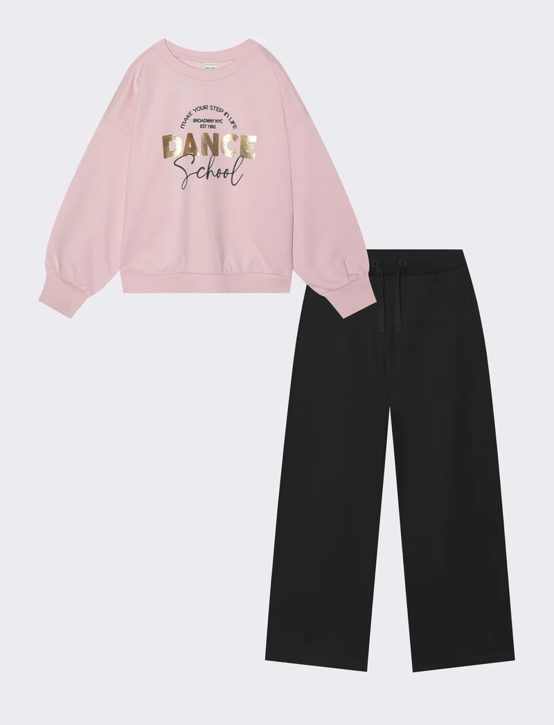 Tuta da bambina in french terry colorata - Rosa