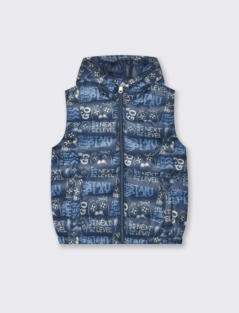 Gilet imbottito leggero con cappuccio - Fantasia