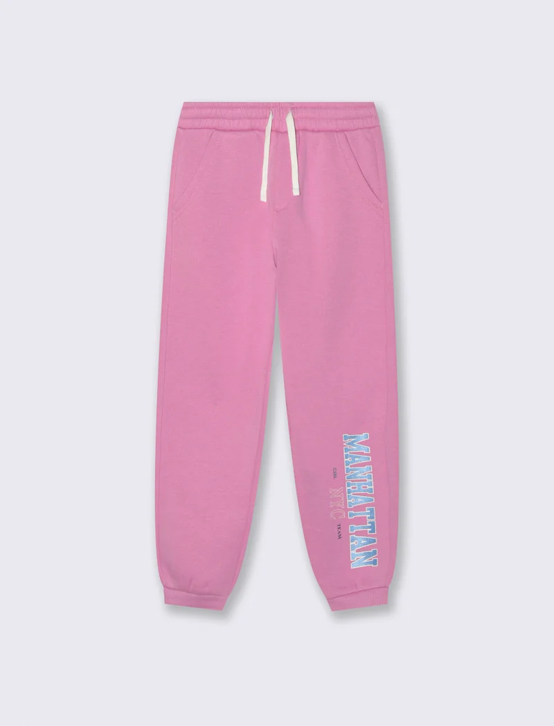 Pantalone in felpa morbida da bambina - Rosa candy