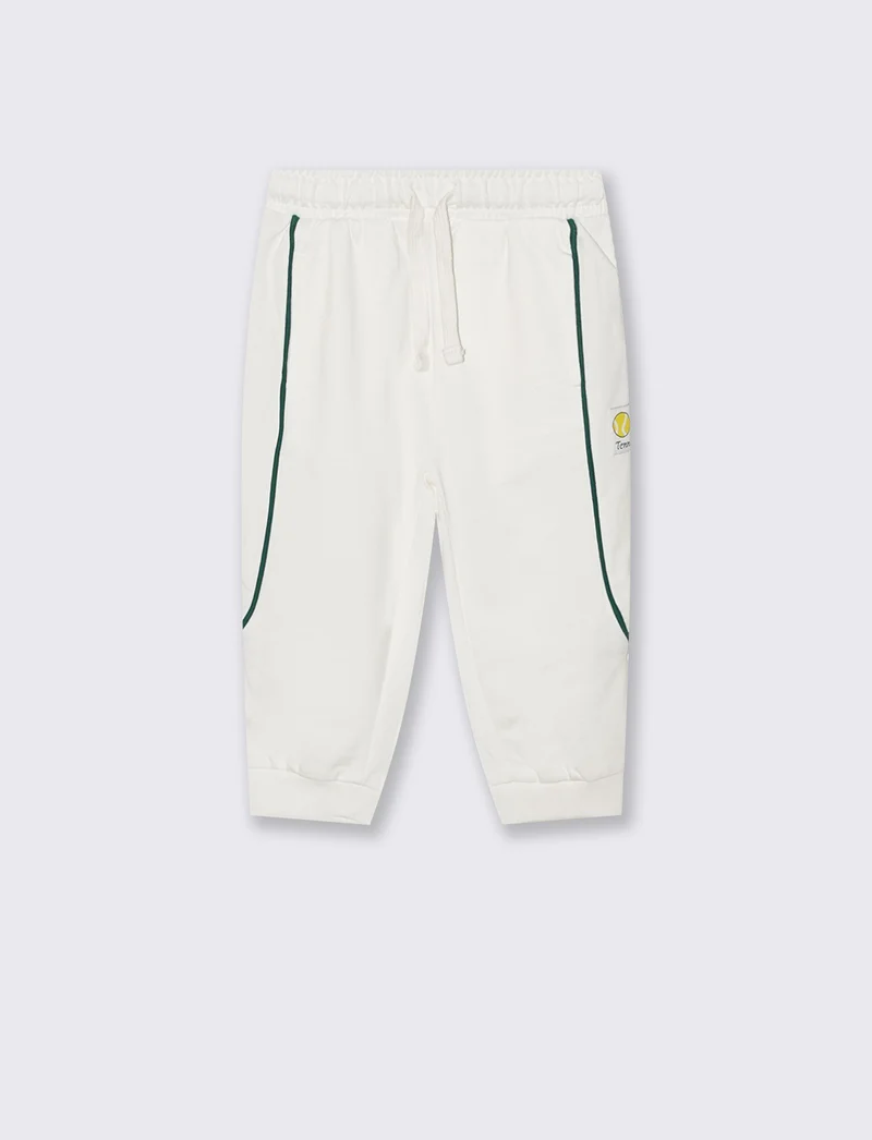 Jogger in felpa con patch e comfort - Bianco latte