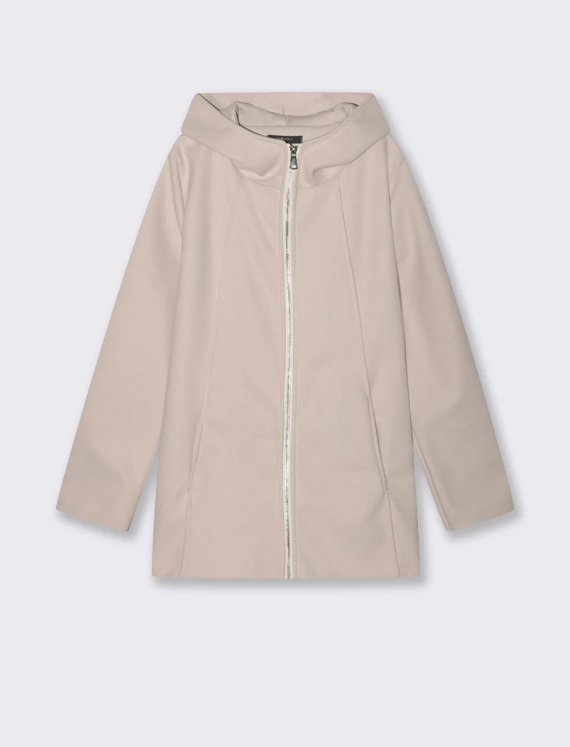 Cappotto con cappuccio e zip - Vaniglia