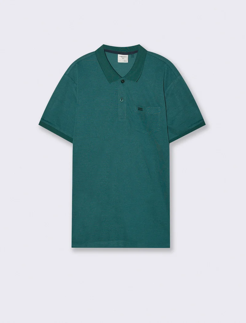 Polo basica con taschino e maniche corte - Verde petrolio