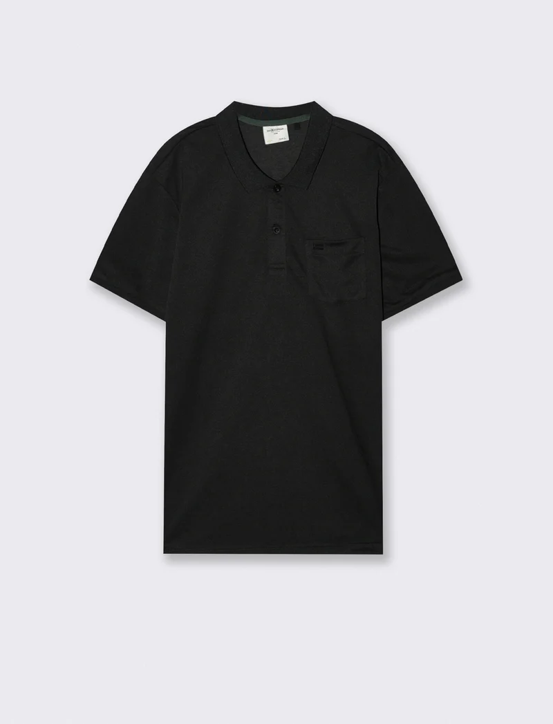 Polo basica con taschino e maniche corte - Nero