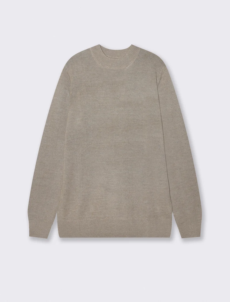 MAGLIA GIROCOLLO IN FILATO EFFETTO LANA - Beige