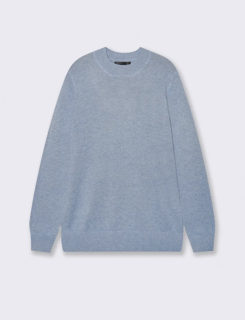 MAGLIA GIROCOLLO IN FILATO EFFETTO LANA - Azzurro
