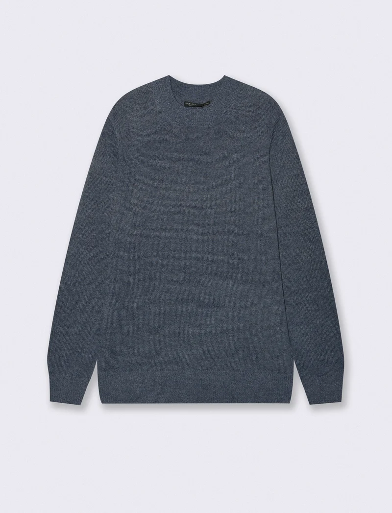 MAGLIA GIROCOLLO IN FILATO EFFETTO LANA - Blu