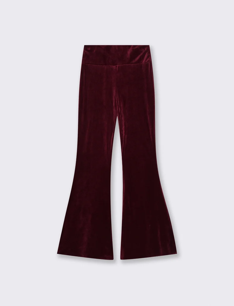 Pantalone zampa in ciniglia - Bordeaux