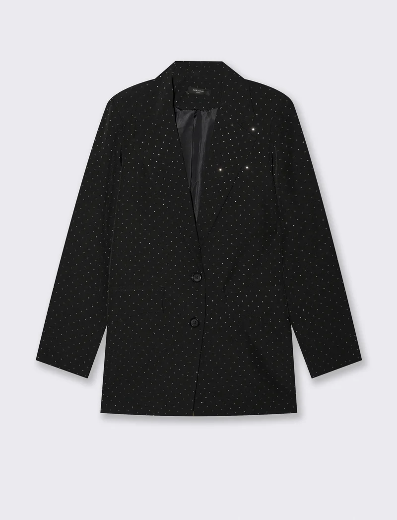 Giacca over con strass - Nero