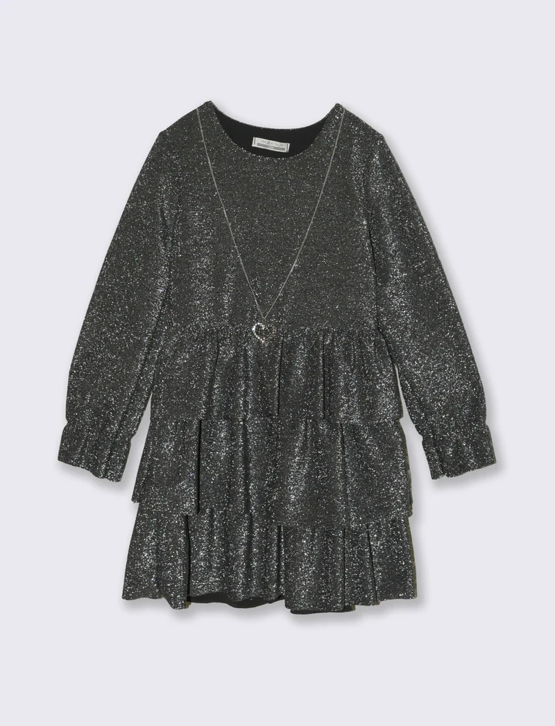 Vestito elegante effetto metallizzato. - Nero