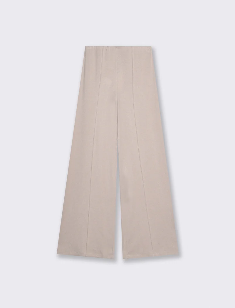 Pantalone palazzo in maglia - Bianco panna