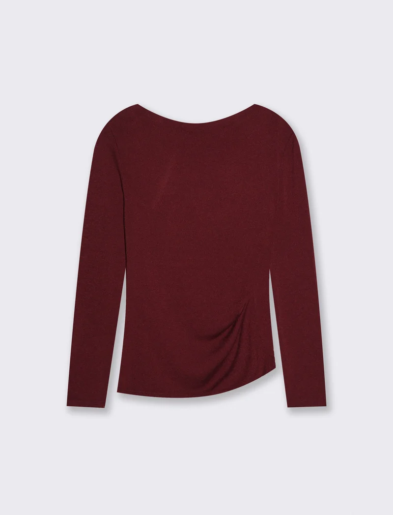 Tshirt manica lunga in maglia con scollo a barca - Bordeaux